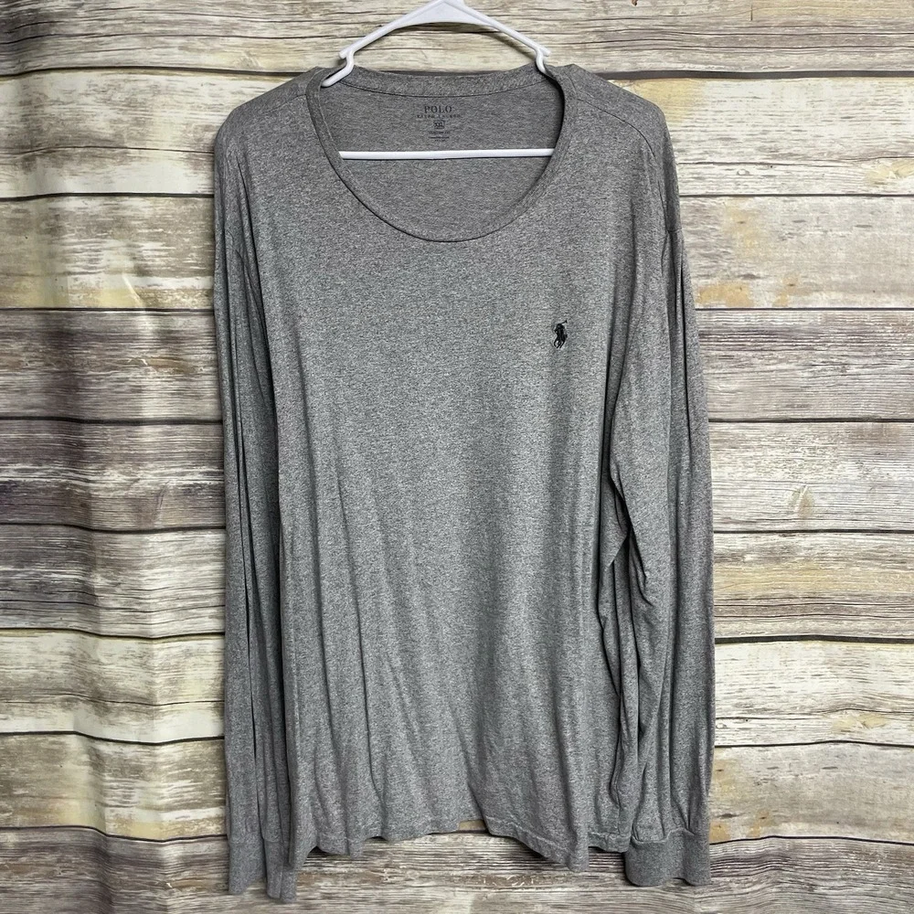 Polo Ralph Lauren Grey Long Sleeve‎ T-Shirt Pullover Mens Size XXL Preppy